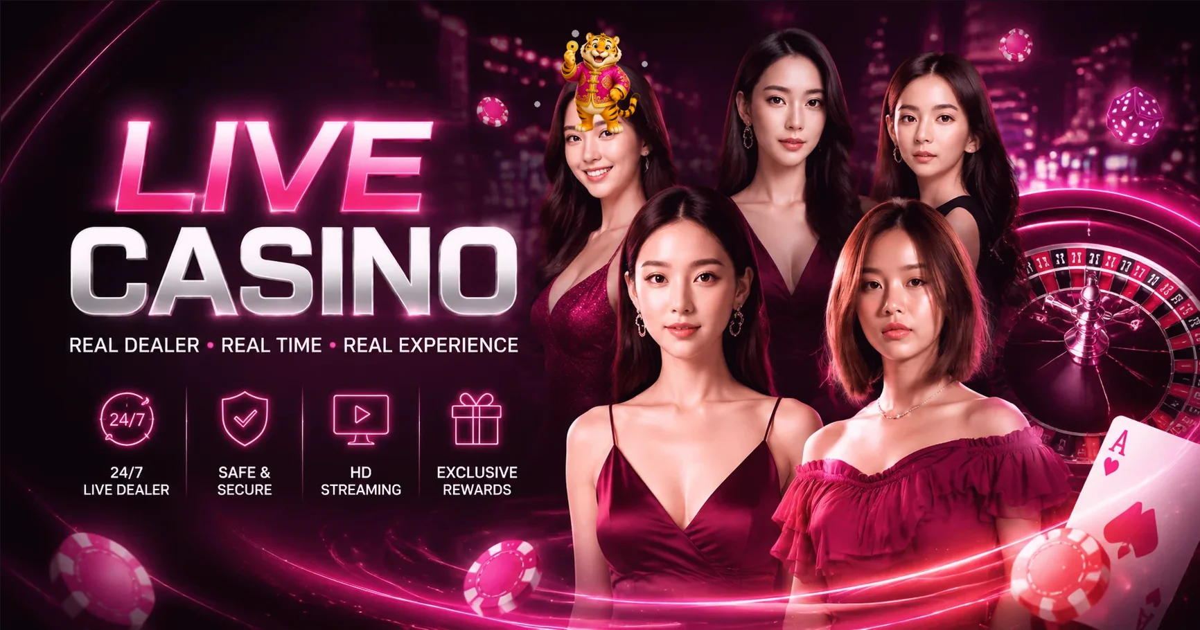โต๊ะคาสิโนสดและระบบถ่ายทอดสำหรับผู้ใช้ VegasAutoWin